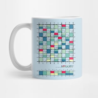 Mydoku_007_H001_002_F: Sudoku, Sudoku coloring, logic, logic puzzle, holiday puzzle, fun, away from screen Mug